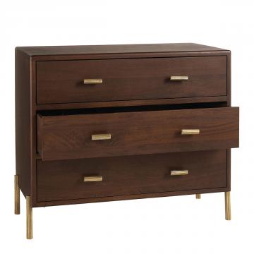 Commode 3 Tiroirs Victor Finition Noyer Blanc d'Ivoire