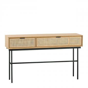 Console Augustin 2 Tiroirs Chêne Cannage Naturel Blanc d'Ivoire