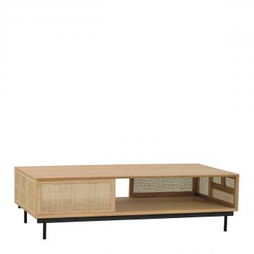 Table Basse Augustin Chêne Cannage Naturel Blanc d'Ivoire