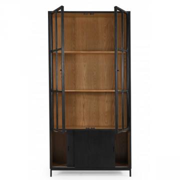 Vitrine 2 Portes Yalta Bois Métal Noir
