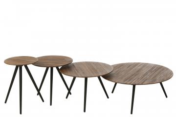 S/4 Tables Rondes Teck Recyclé Naturel