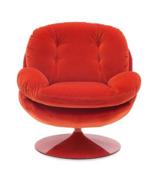 Fauteuil Memento Velours Uni Rouge NOUVEAU