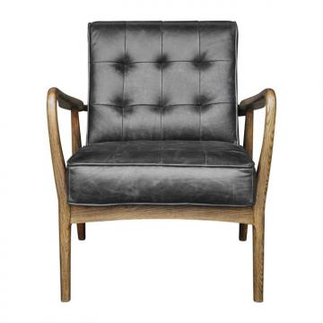 Fauteuil Champard Cuir Noir