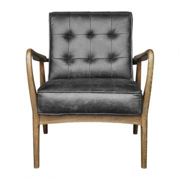 Fauteuil Champard Cuir Noir