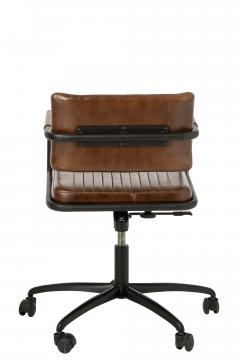 Chaise Bureau Réglable Cuir Marron Indus Vintage