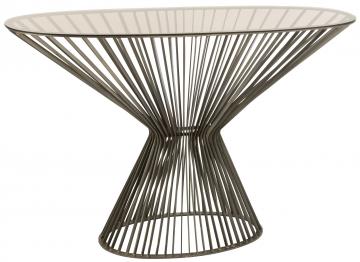 Console Contemporaine Ovale Barreaux Métal Verre