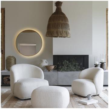 Miroir Victoria Rond Lumineux Blanc d'Ivoire ø90cm