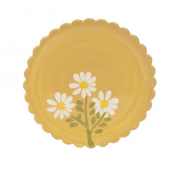 6 Assiettes Dessert Daisy Grès Artisanal