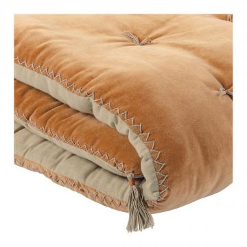 Futon Matteo Velours / Lin Abricot 180x80 Blanc d'Ivoire