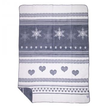 Plaid Coeurs de Neige Gris 130x180