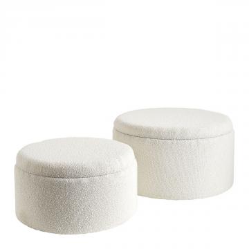 Pouf Rila x2 Bouclette Crème Blanc d'Ivoire