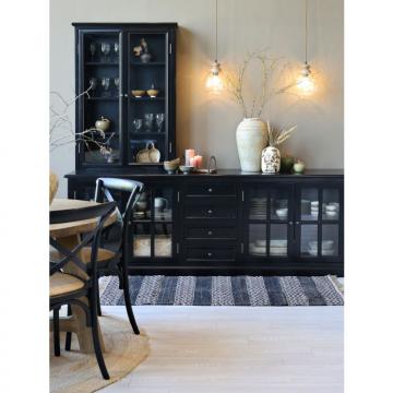 Vitrine Murale Marseille 4 Tablettes Bois Noir