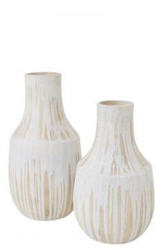 Vase Céramique Blanc Beige H75cm
