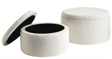 Pouf Rila x2 Bouclette Crème Blanc d'Ivoire
