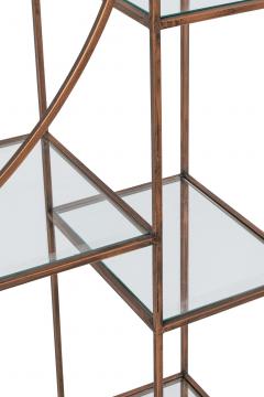 Etagère 2 Parties Cercle Métal Bronze Verre