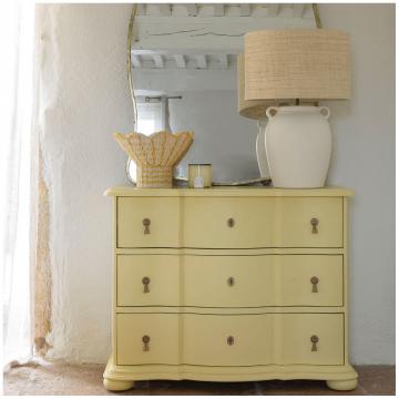 Commode 3 Tiroirs Carlotta Jaune Pastel Blanc d'Ivoire