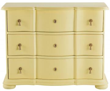 Commode 3 Tiroirs Carlotta Jaune Pastel Blanc d'Ivoire