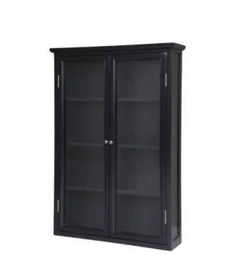 Vitrine Murale Marseille 4 Tablettes Bois Noir