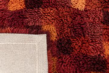 Tapis Carreaux Laine Bordeaux Orange 300x200