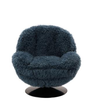 Fauteuil Memento Fausse Fourrure Poils Longs Bleu Athezza