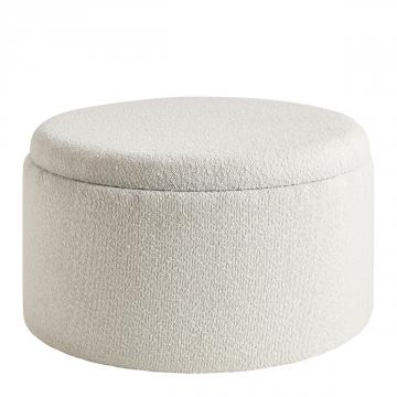 Pouf Rila x2 Bouclette Crème Blanc d'Ivoire