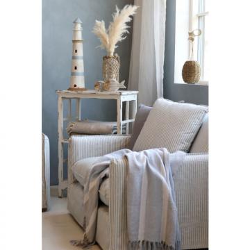 Fauteuil Malo Lin Rayé Bleu