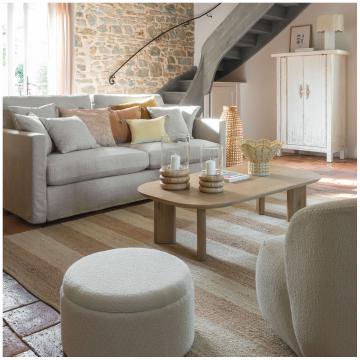 Pouf Rila x2 Bouclette Crème Blanc d'Ivoire