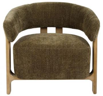 Fauteuil Taijo Velours Kaki Frêne Naturel