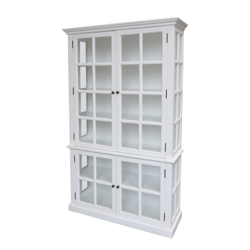 Armoire Vitrine Marseille 4 Portes Vitrées Bois Blanc