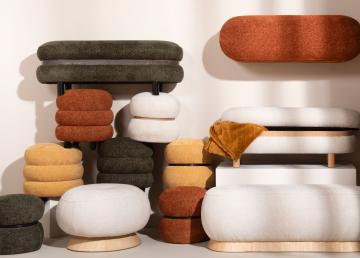 Pouf Nuage Velours Kaki PM
