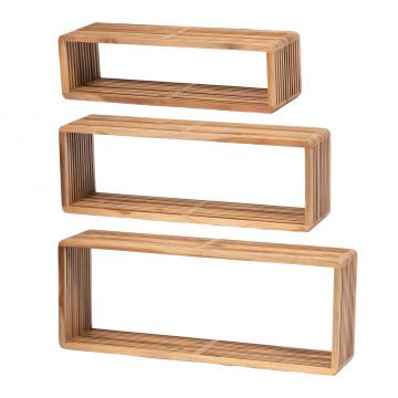 S/3 Etagères Murales Calopsite Teck Naturel