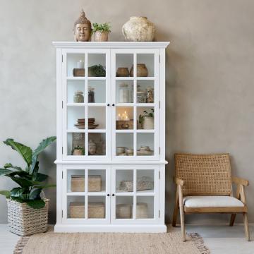 Armoire Vitrine Marseille 4 Portes Vitrées Bois Blanc