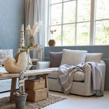 Fauteuil Malo Lin Rayé Bleu