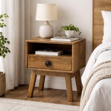 Chevet 1 Tiroir Authentique Manguier Massif