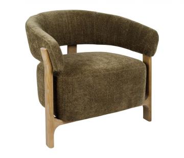 Fauteuil Taijo Velours Kaki Frêne Naturel