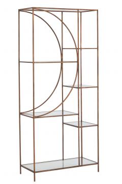 Etagère 2 Parties Cercle Métal Bronze Verre