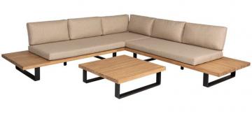 Salon de Jardin Angle 5P Feros Acacia Beige