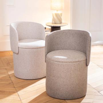 Fauteuil Tabouret Coffre Eclipse Taupe Dossier Amovible