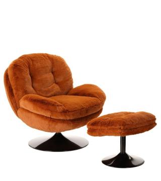 Fauteuil Memento Fausse Fourrure Orange Brûlée Athezza