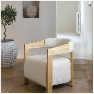 Fauteuil Arsène Bouclette Crème Blanc d'Ivoire