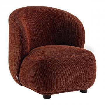 Fauteuil Lisette Velours Côtelé Brique Blanc d'Ivoire