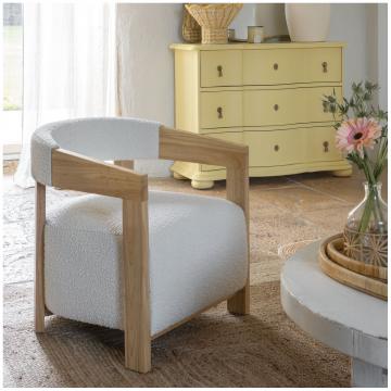 Fauteuil Arsène Bouclette Crème Blanc d'Ivoire