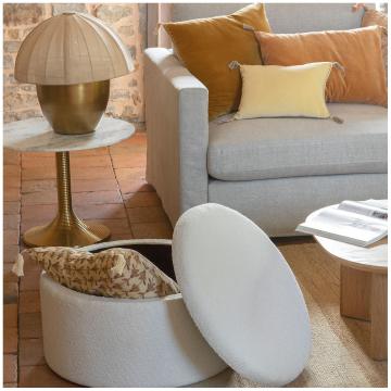 Pouf Rila x2 Bouclette Crème Blanc d'Ivoire