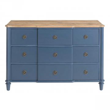 Commode Simone 5 Tiroirs Bleu Nuit Naturel