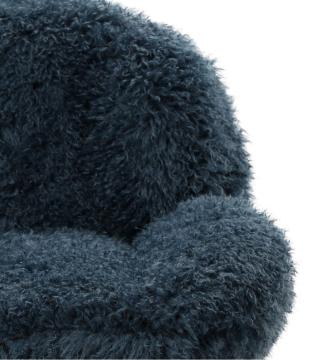 Fauteuil Memento Fausse Fourrure Poils Longs Bleu Athezza