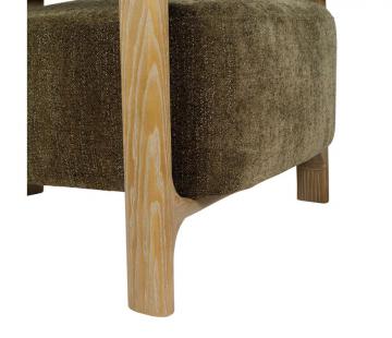 Fauteuil Taijo Velours Kaki Frêne Naturel