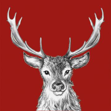 20 x Serviettes Papier Cerf Rouge 33*33
