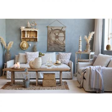 Fauteuil Malo Lin Rayé Bleu