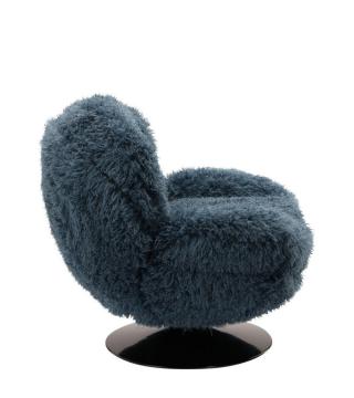 Fauteuil Memento Fausse Fourrure Poils Longs Bleu Athezza