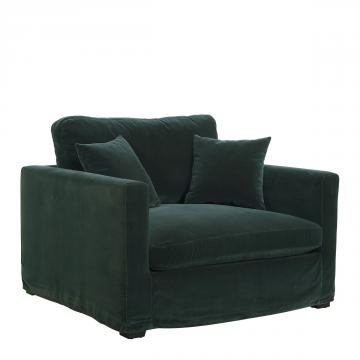 Fauteuil Angie Velours Vert Forêt Blanc d'Ivoire